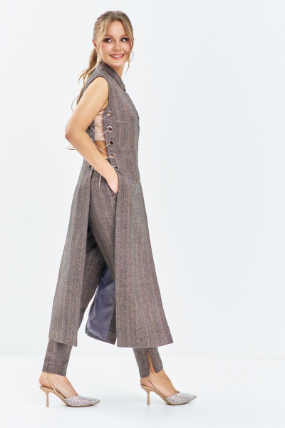 Брюки, жилет Euromoda 645 коричневые_оттенки - фото 2