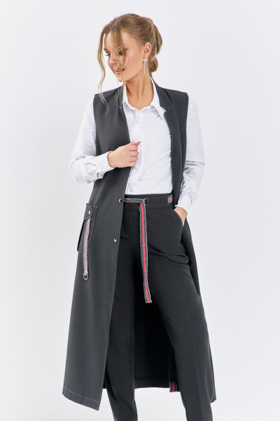 Брюки, жилет Euromoda 646 серый - фото 3