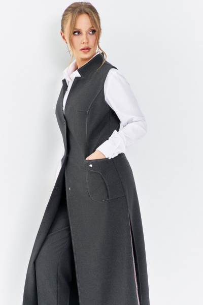Брюки, жилет Euromoda 646 серый - фото 2