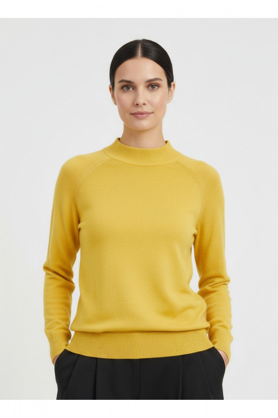 Демисезонный трикотажный свитер прямого силуэта реглан с воротником-стойкой Полесье С3316-15 5С1754-Д43 170,176 соломенный - фото 2