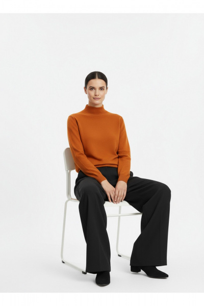 Демисезонный вязаный свитер прямого силуэта с ластичным воротником Полесье С3316-15 5С1754-Д43 170,176 облепиха - фото 8