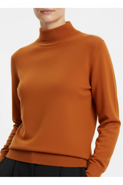 Демисезонный вязаный свитер прямого силуэта с ластичным воротником Полесье С3316-15 5С1754-Д43 170,176 облепиха - фото 4