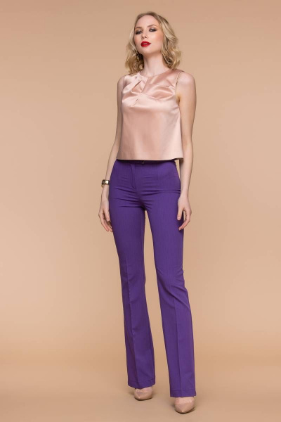Брюки клеш с высокой талией и декоративным поясом Domna 12094 фиолетовый - фото 8