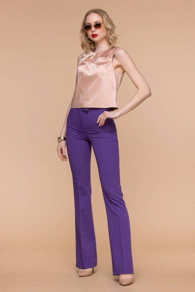 Брюки клеш с высокой талией и декоративным поясом Domna 12094 фиолетовый - фото 7