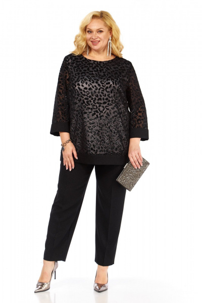 Блуза, брюки Элль-стиль 2435 черный - фото 2