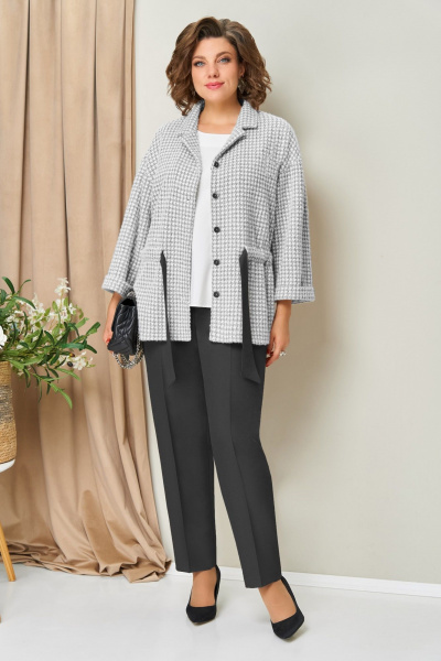 Блуза, брюки, жакет VOLNA 1441 серо-графитовый - фото 1