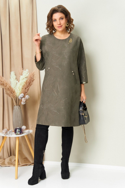 Платье VOLNA 1453 оливковый - фото 1