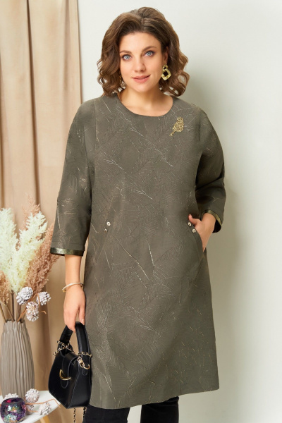 Платье VOLNA 1453 оливковый - фото 2