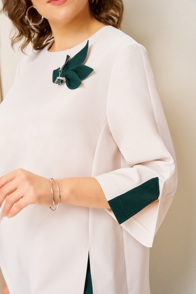 Блуза, брюки, жилет VOLNA 1455 бутылочно-зеленый - фото 8