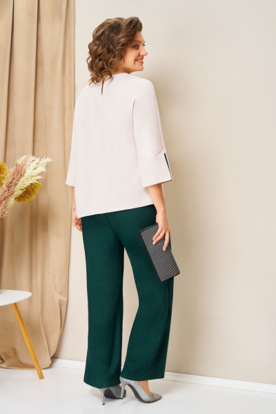 Блуза, брюки, жилет VOLNA 1455 бутылочно-зеленый - фото 4