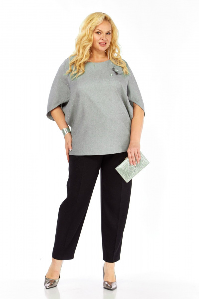 Блуза, брюки Элль-стиль 2436 серый_черный - фото 17