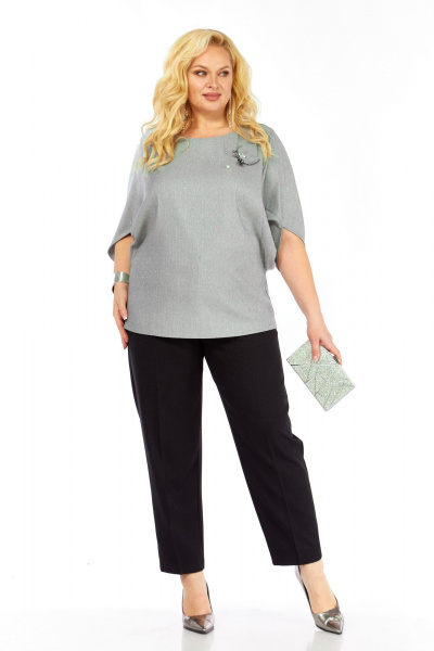 Блуза, брюки Элль-стиль 2436 серый_черный - фото 15