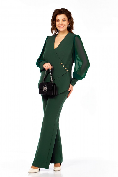Брюки, жакет Ольга Стиль С-967 зеленый - фото 1