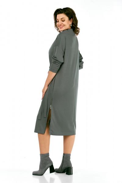 Платье Ольга Стиль С-976 серо-зеленый - фото 1