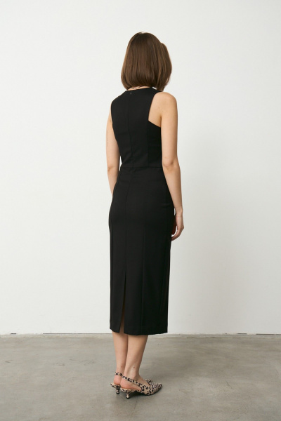Миди платье прилегающего силуэта из гладкой костюмной ткани Luitui R1077 черный - фото 4