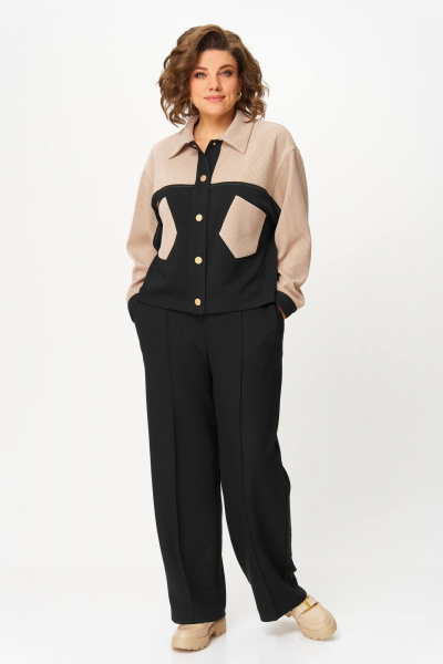Брюки, жакет Karina deLux M-1398 черно-бежевый - фото 1