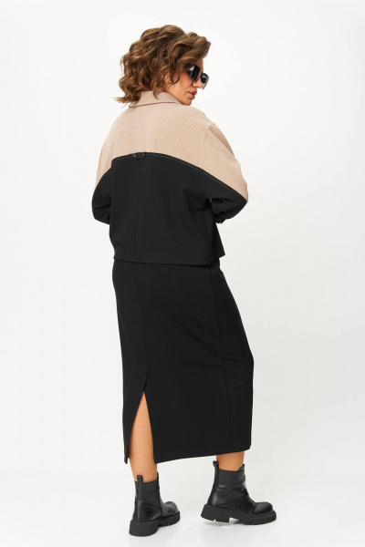 Жакет, юбка Karina deLux M-1399 черно-бежевый - фото 5