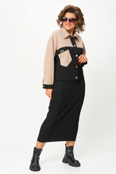 Жакет, юбка Karina deLux M-1399 черно-бежевый - фото 2