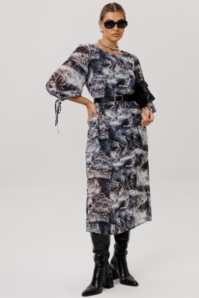 Платье Anelli 1733 леопардовый_серый - фото 2