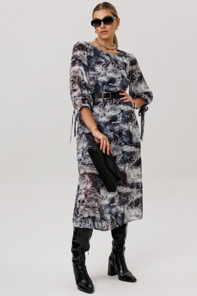 Платье Anelli 1733 леопардовый_серый - фото 1