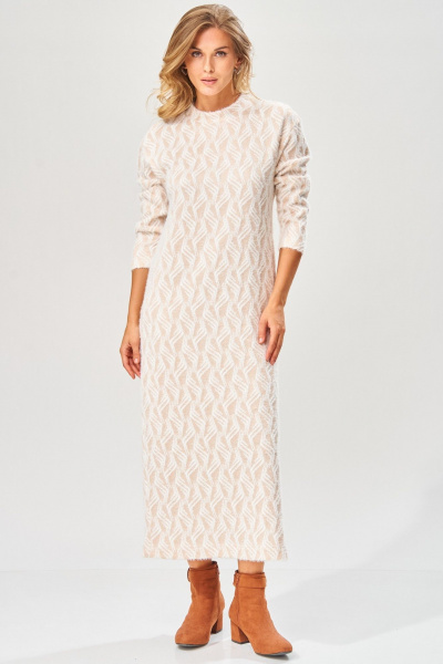 Платье Laikony L-573 бежевый - фото 7