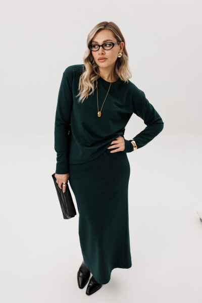 Джемпер, юбка Ma Vie 713 изумрудный - фото 3