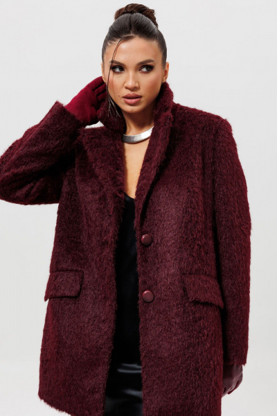 Пальто Mislana 1148 бордовый - фото 11
