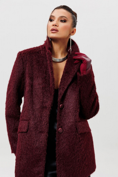 Пальто Mislana 1148 бордовый - фото 10