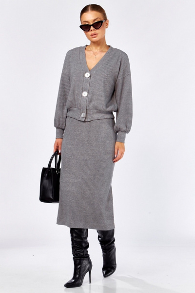 Джемпер, юбка Faufilure C1552 серый - фото 1