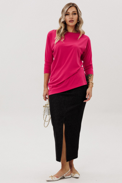 Джемпер, юбка Ma Vie М-725 малиновый_и_черный - фото 1