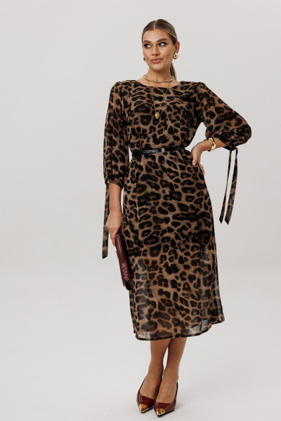 Платье Anelli 1733 коричневый_леопард - фото 2