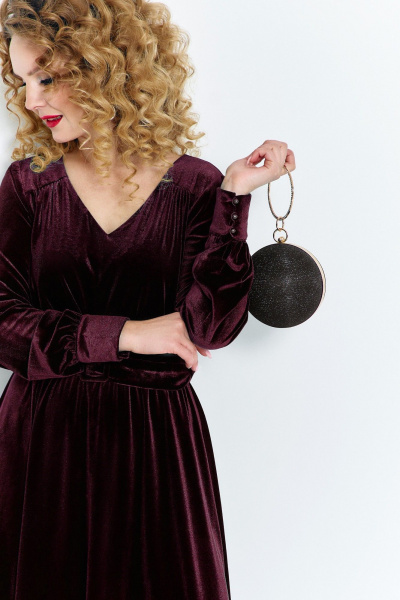 Платье Euromoda 492 вишневый - фото 3