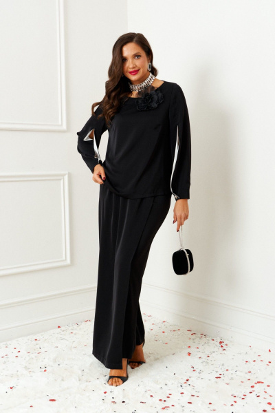 Блуза, брюки Beautiful&Free 6386 черный_с_молоком - фото 3