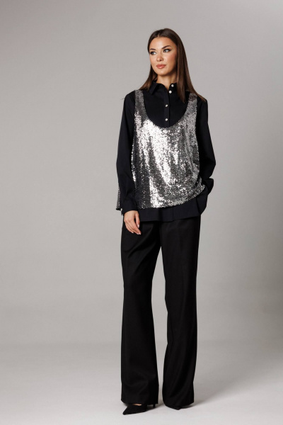 Блуза, брюки, майка Ларс Стиль 1167 черный - фото 1