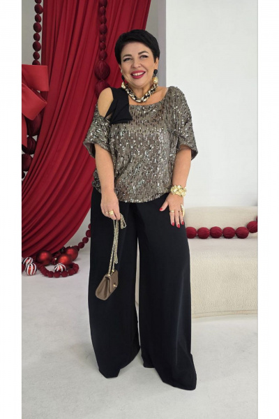 Блуза, брюки Vittoria Queen 26233 капучино_черный - фото 9