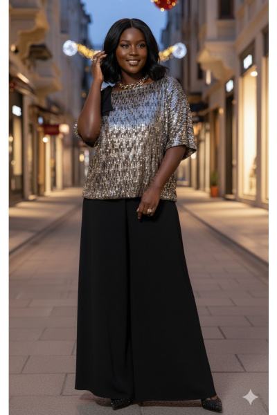 Блуза, брюки Vittoria Queen 26233 капучино_черный - фото 7