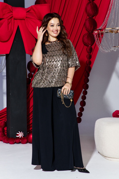 Блуза, брюки Vittoria Queen 26233 капучино_черный - фото 5