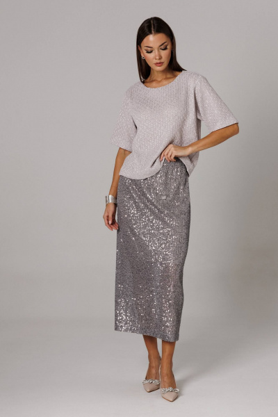 Блуза, юбка Ларс Стиль 1153 серый - фото 4