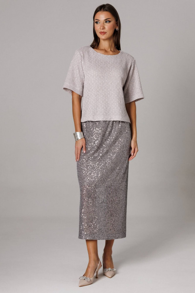 Блуза, юбка Ларс Стиль 1153 серый - фото 3