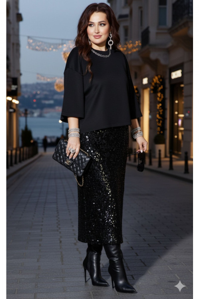 Блуза, юбка Vittoria Queen 26243 черный - фото 9