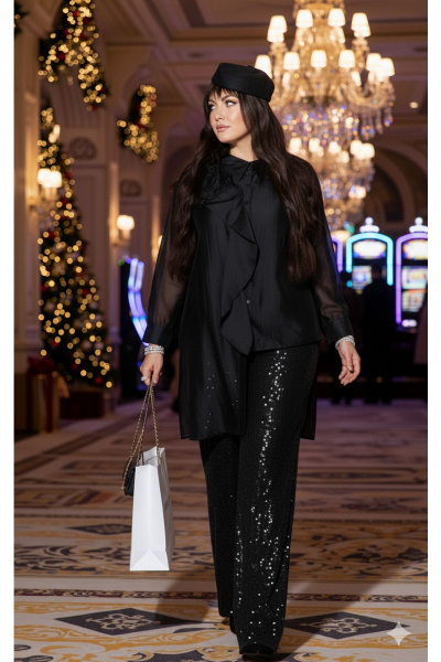 Блуза, брюки, топ Vittoria Queen 26853 черный - фото 7