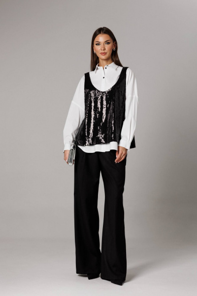 Блуза, майка Ларс Стиль 1171 черный,белый - фото 5