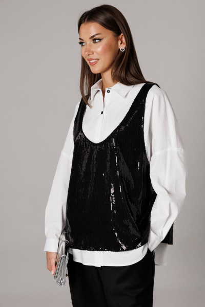 Блуза, майка Ларс Стиль 1171 черный,белый - фото 3