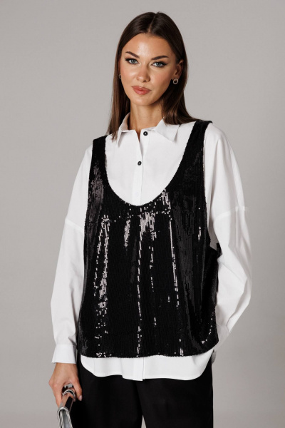 Блуза, майка Ларс Стиль 1171 черный,белый - фото 1