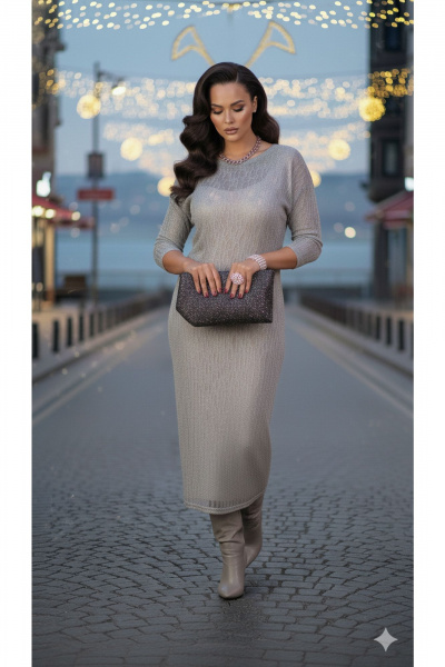 Комбинация, платье Vittoria Queen 27703 серебристый - фото 6