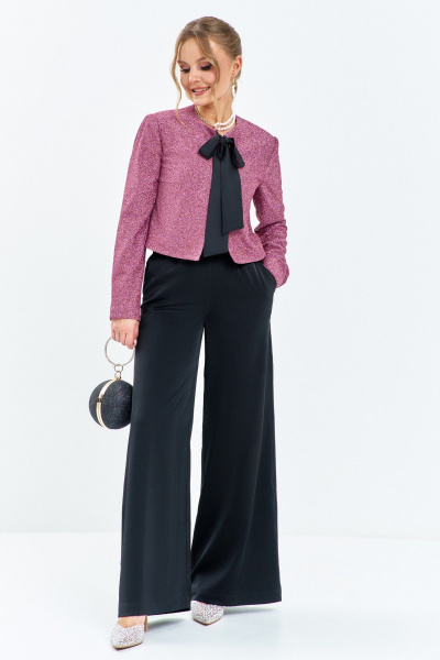 Брюки, жакет Euromoda 664 розовый/черный - фото 2