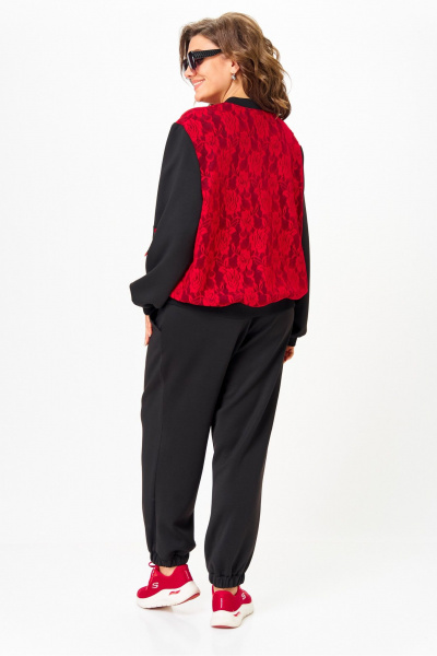 Костюм спортивный брюки бомбер больших размеров Solomeya Lux 946/449В черный_с_красным - фото 9