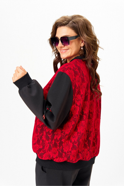 Костюм спортивный брюки бомбер больших размеров Solomeya Lux 946/449В черный_с_красным - фото 8