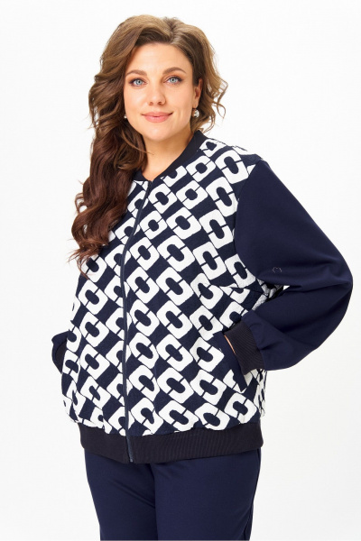 Брюки, бомбер Solomeya Lux 946/449С синий_с_белым_геометрия - фото 8