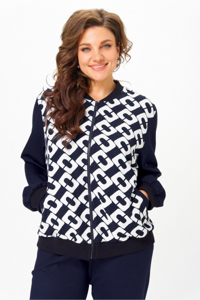 Брюки, бомбер Solomeya Lux 946/449С синий_с_белым_геометрия - фото 7